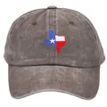 Berretto da baseball in cotone grigio scuro lavato con ricamo bandiera del Texas - Adulto 56-60cm / Caffè