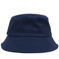 Solid navy blue cotton bucket hat with parallel stitched brim for outdoor sun protection - 56-58cm / Navy Blue