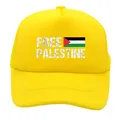Yellow Free Palestine trucker hat with breathable mesh back and flag print - Adult - Adjustable / All Yellow