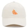 Beige cotton baseball cap featuring a bright orange slice embroidery on the front - Adult 56-60cm / Beige