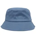 Classic solid blue cotton bucket hat with parallel stitching on the brim for sun protection - 56-58cm / Fog Blue