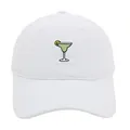 Cappellino in cotone bianco con ricamo cocktail Margarita verde e fetta di limone giallo - Adulto 56-60cm / Bianco