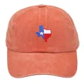 Berretto da baseball in cotone lavato rosso mattone con ricamo bandiera Texas - Adulto 56-60cm / Arancione
