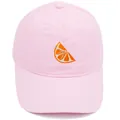 Casquette de baseball rose en coton avec broderie tranche d'orange et couronne souple - Adulte 56-60cm / Rose