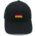 Classic black cotton baseball cap with embroidered German flag on a white background - Black