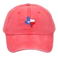 Berretto da baseball rosso slavato con ricamo della mappa e della bandiera del Texas - Adulto 56-60cm / Rosso