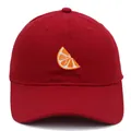 Casquette de baseball en coton rouge foncé avec broderie tranche d'orange sur le devant - Adulte 56-60cm / Bordeaux