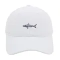 Gorra de béisbol de algodón blanco con bordado de tiburón gris y seis paneles - Adulto - Ajustable / Blanco