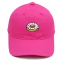 Casquette de baseball en coton rose avec broderie donut au style dad hat tendance - Adulte 56-60cm / Rose rouge