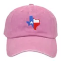 Berretto da baseball in cotone rosa lavato con ricamo mappa bandiera del Texas vintage - Adulto 56-60cm / Rosa