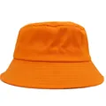 Bright orange cotton bucket hat with parallel stitched brim and solid color finish - 56-58cm / Orange