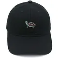Black cotton baseball cap featuring a cute cartoon turtle embroidery with curved brim - 56-60cm / Black