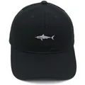 Gorra de béisbol de algodón negro con bordado de tiburón plateado de alta calidad - Adulto - Ajustable / Negro