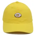 Casquette de baseball en coton jaune avec broderie donut colorée et visière courbée pour le soleil - Adulte 56-60cm / Jaune