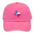 Berretto da baseball in cotone lavato rosa con ricamo della bandiera del Texas ricamato - Adulto 56-60cm / Rosso rosa