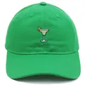 Neon green cotton baseball cap with Margarita cocktail embroidery on front crown - Adult 56-60cm / Green