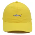 Casquette de baseball classique en coton jaune avec broderie requin grise de qualité - Adulte - Réglable / Jaune