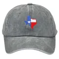 Berretto da baseball in cotone lavato grigio scuro con ricamo della bandiera del Texas - Adulto 56-60cm / Grigio
