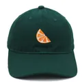 Casquette de baseball en coton vert foncé avec une broderie détaillée de tranche d'orange - Adulte 56-60cm / Vert Foncé