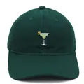 Dark green cotton baseball cap featuring detailed Margarita cocktail glass embroidery - Adult 56-60cm / Dark Green
