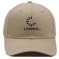 Berretto da baseball in tela beige con ricamo LOADING nero e visiera curva - Adulto - Regolabile / Cachi