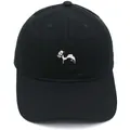 Black cotton baseball cap featuring a colorful cow embroidery on the front crown - Adult 56-60cm / Black