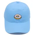 Casquette de baseball en coton bleu clair avec broderie de donut colorée devant - Adulte 56-60cm / Bleu ciel