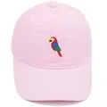 Pink cotton baseball cap featuring vibrant parrot embroidery on a curved brim hat - Pink / Adult 56-60cm
