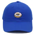 Casquette de baseball en coton bleu avec broderie donut colorée et visière courbée - Adulte 56-60cm / Bleu royal