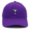 Purple cotton baseball cap with Margarita cocktail embroidery and curved brim - Adult 56-60cm / Deep purple