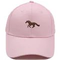 Pink baseball cap with horse embroidery features a structured cotton design and curved brim - Adult - Adjustable / Pink