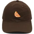 Casquette de baseball marron foncé en coton avec broderie orange et visière courbée - Adulte 56-60cm / Café