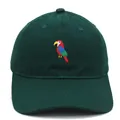 Dark green baseball cap featuring a detailed colorful parrot embroidery on the front - Dark Green / Adult 56-60cm