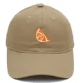 Casquette de baseball en coton kaki avec broderie tranche d'orange sur fond blanc - Adulte 56-60cm / Khaki