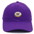 Casquette de baseball en coton violet foncé avec broderie donut et visière courbée - Adulte 56-60cm / Violet foncé