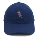 Navy blue baseball cap with colorful parrot embroidery on high quality cotton fabric - Navy Blue / Adult 56-60cm
