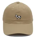 Gorra de béisbol de algodón caqui con un lindo bordado de vaca en blanco y negro - Adulto 56-60cm / Caqui