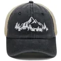 Vintage Trucker Cap mit Bergwald-Stickerei und atmungsaktivem Mesh-Einsatz - M / Schwarz