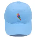 Light blue cotton baseball cap with colorful parrot embroidery on the front - Sky Blue / Adult 56-60cm