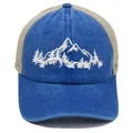Vintage Baseballkappe mit Berg-Wald-Stickerei und Netzrücken in Blau und Beige - M / Blau