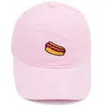 Pink cotton baseball cap featuring detailed hot dog embroidery on a six-panel structured hat - Adult - Adjustable / Pink