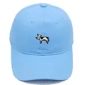 Gorra de béisbol de algodón azul claro con bordado detallado de vaca en blanco y negro - Adulto 56-60cm / Azul cielo