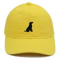 Yellow cotton baseball cap featuring black dog embroidery silhouette on 6-panel structure - Yellow