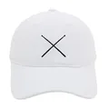 Berretto da baseball in cotone bianco con ricamo di bacchette da batteria nere incrociate - Adulto - Regolabile / Bianco