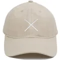 Berretto baseball in cotone kaki con ricamo a X bianca minimalista in stile 6 pannelli - Adulto - Regolabile / Beige