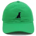 Vibrant green cotton baseball cap with black dog silhouette embroidery on center - Green
