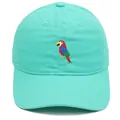 Mint green cotton baseball cap featuring colorful parrot embroidery in a six-panel design - Gem Green / Adult 56-60cm
