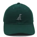Forest green cotton baseball cap featuring a detailed grey embroidered dog silhouette - Dark Green
