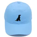 Light blue cotton baseball cap with black dog silhouette embroidery on the front - Sky Blue