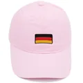 Pink cotton baseball cap featuring embroidered German flag on front in casual dad hat style - Pink